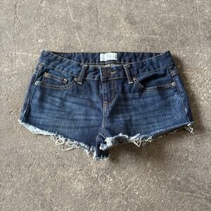 Vintage Y2K Aeropostale Cut Off Denim Jean Shorts Size 2 Blue Dark Faded 2"